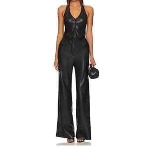 Amanda Uprichard Black Flare Jumpsuit